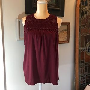 LOFT Sleeveless Tank With Crochet Top Size L NEW